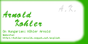arnold kohler business card